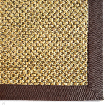 Sisal Border Plain Hand-Woven Textured Natural Fibre Flatweave Warm Natural/Dark Brown Border Runner-Origins-Rug Love - The Most Loved Rug Store
